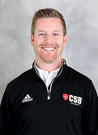 A headshot of CSB hockey coach Nick Thibault