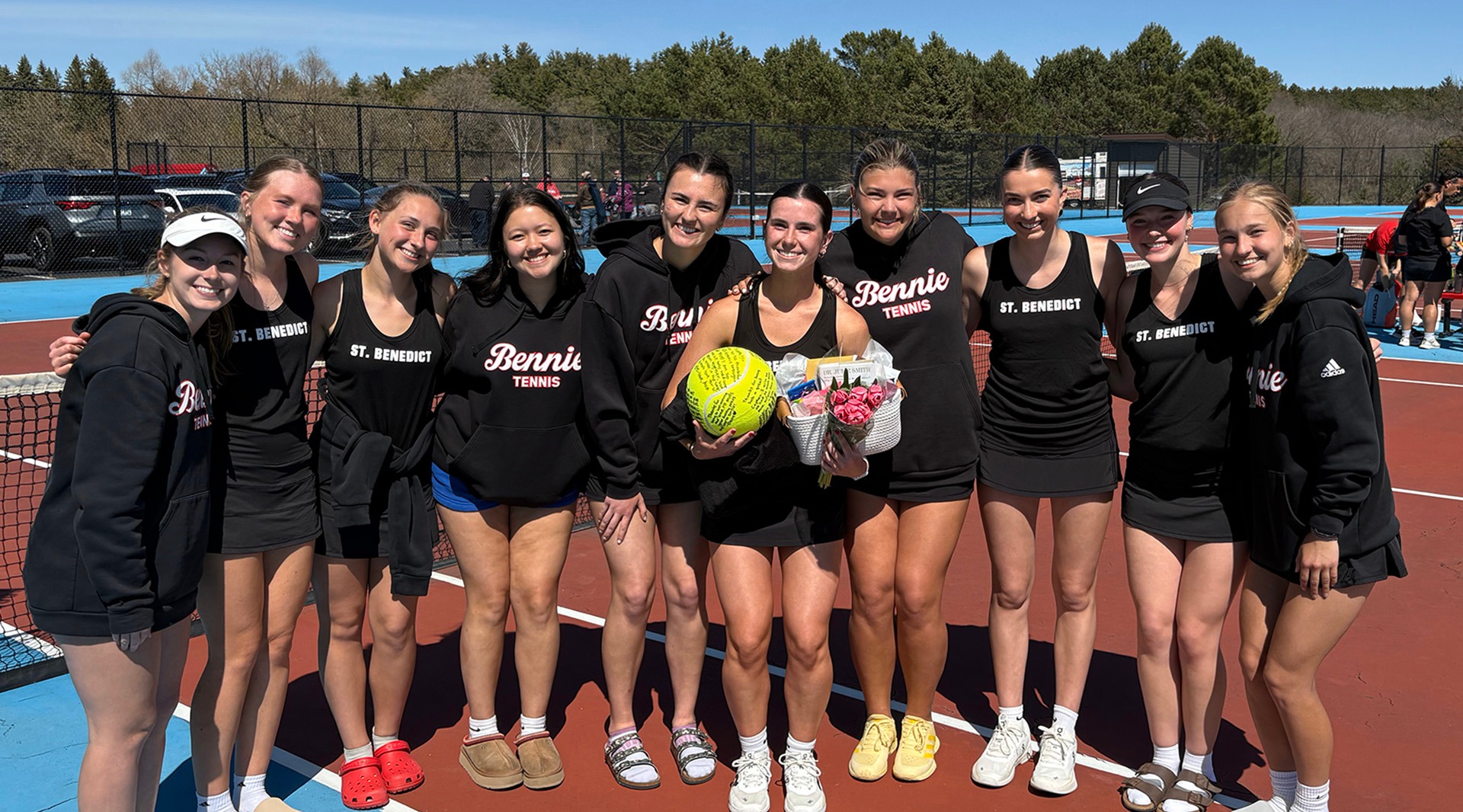 Tennis Team with Sophia Jonas on Senior Day - 4-26-25