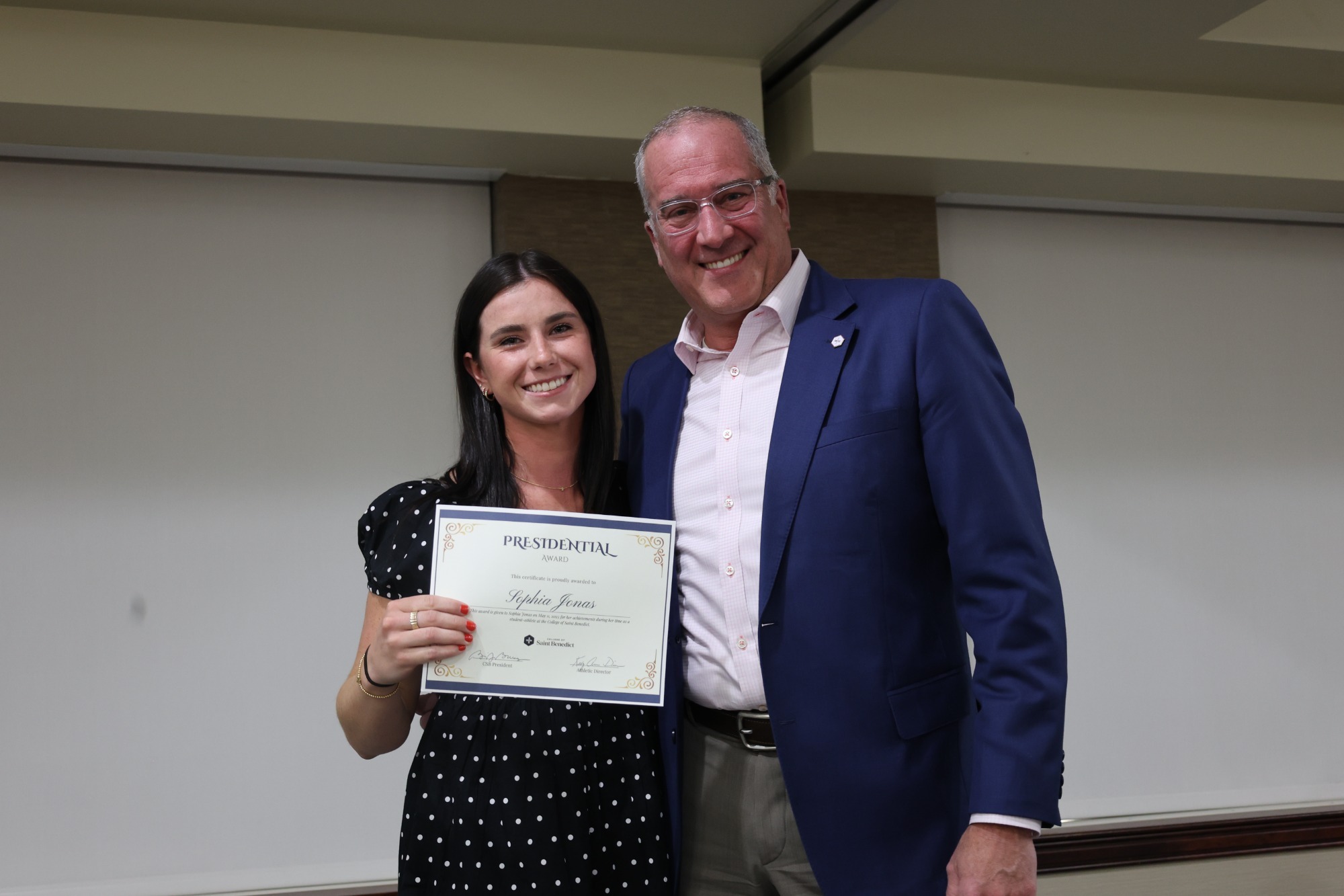 Sophia Jonas - President Brian Bruess - CSB Presidential Award 2025