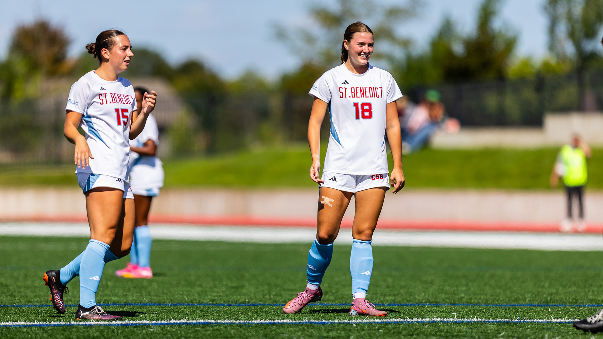 Jessica Decowski and Lauren Gazdzik against Minnesota-Morris Sept. 10, 2026