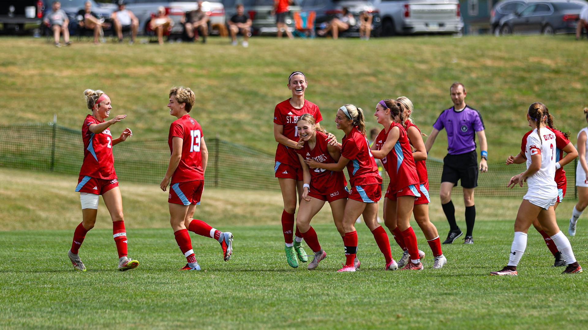 Bennies celebrating an Eva Gower goal Sept. 6, 2026 at Central
