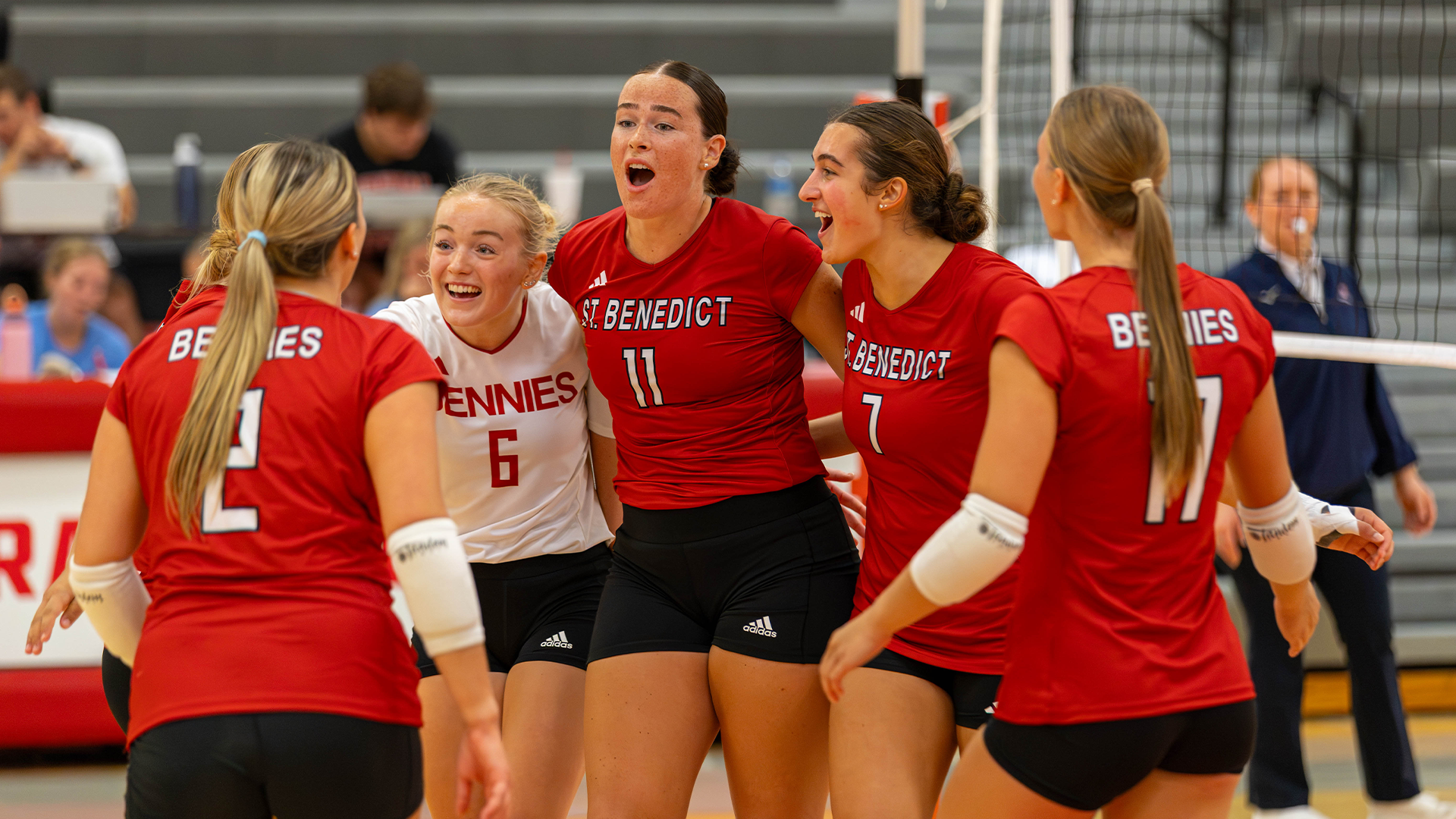 Volleyball celebrating a point at Central Sept. 5, 2026
