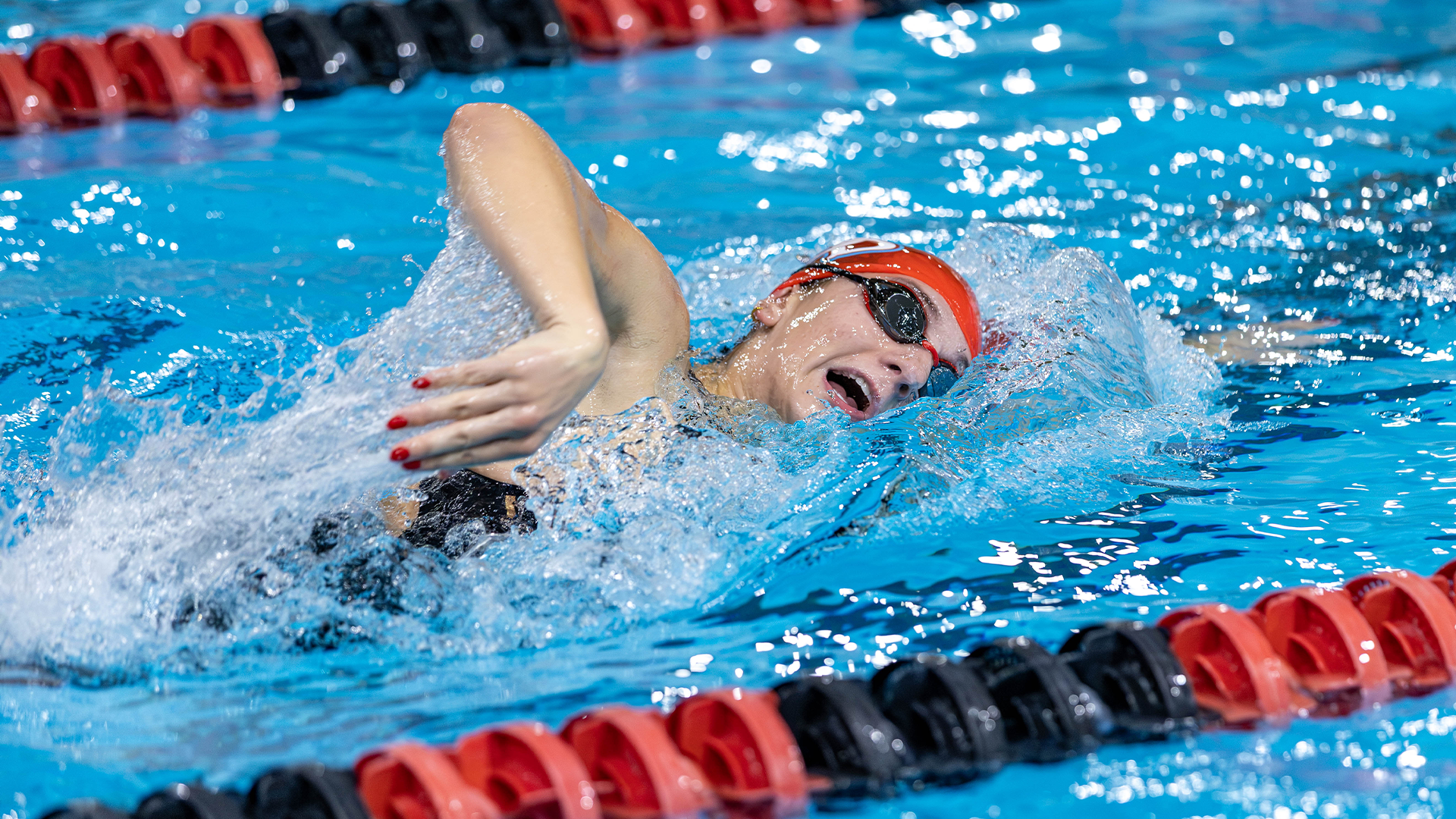 Anna Schottler swimming at practice Oct. 19, 2026