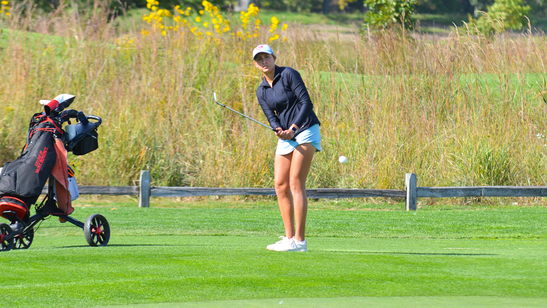 Kenna Henriksen chipping at MIAC Championships Oct. 3, 2026