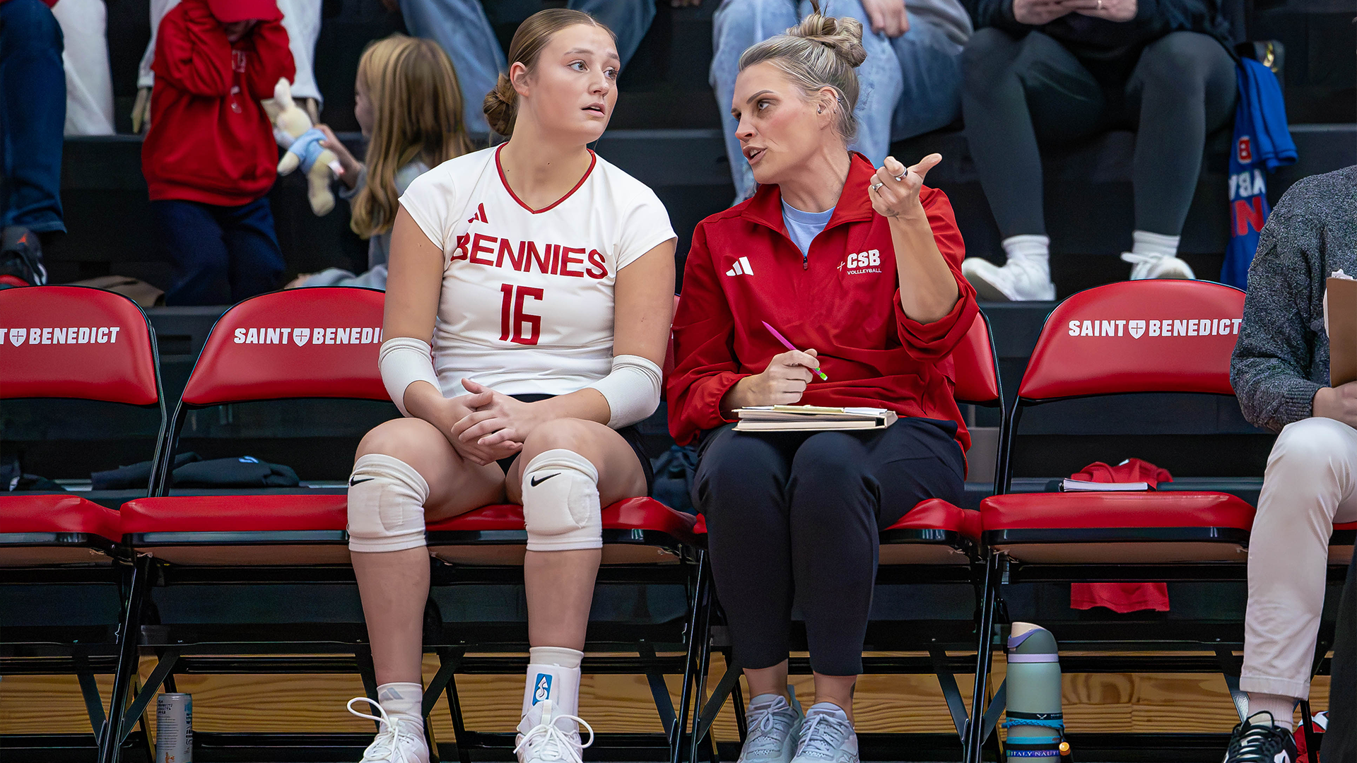 Ingrid Noha talking to assistant coach Amanda Anderson