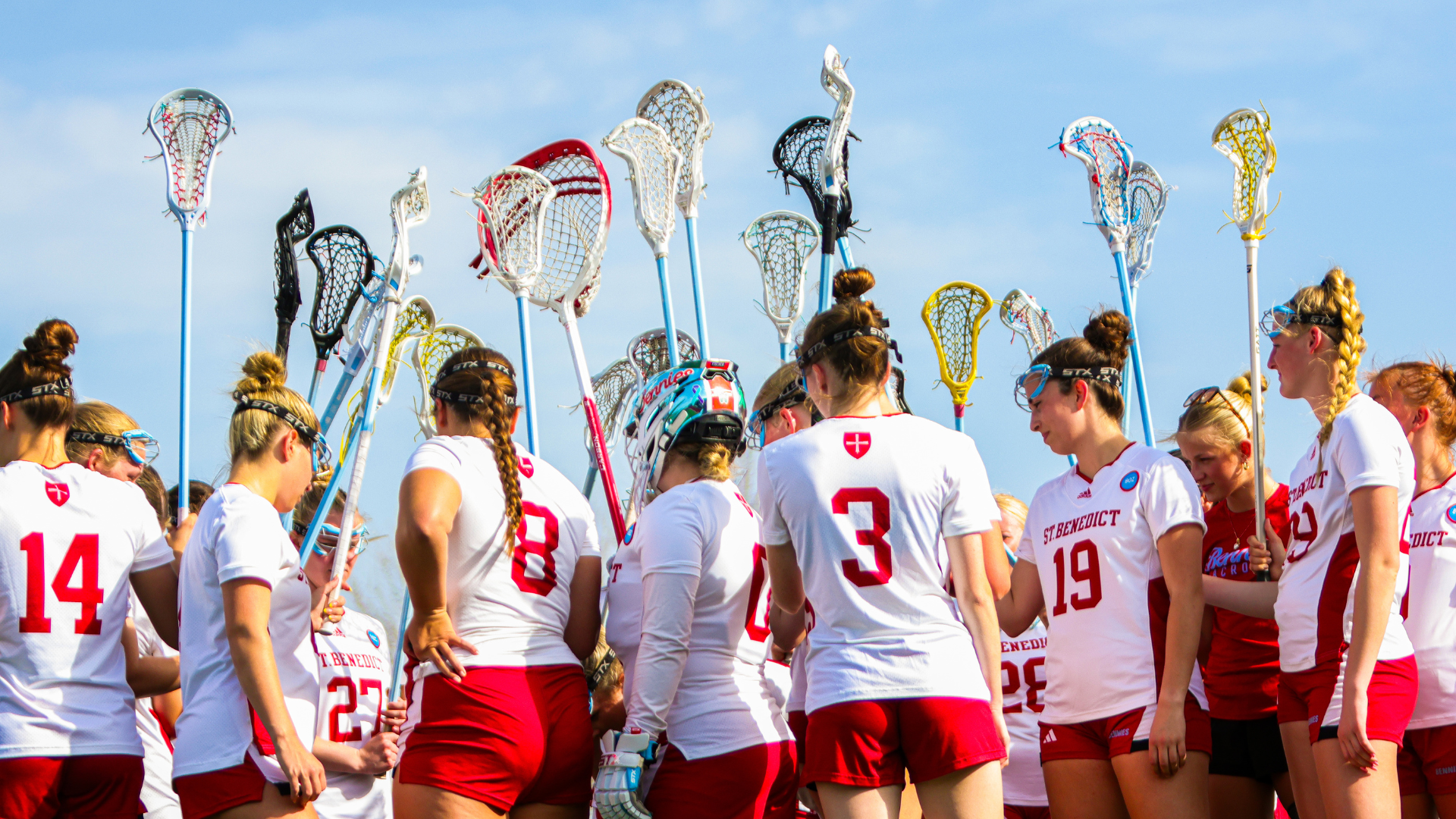 CSB Lacrosse team huddle 