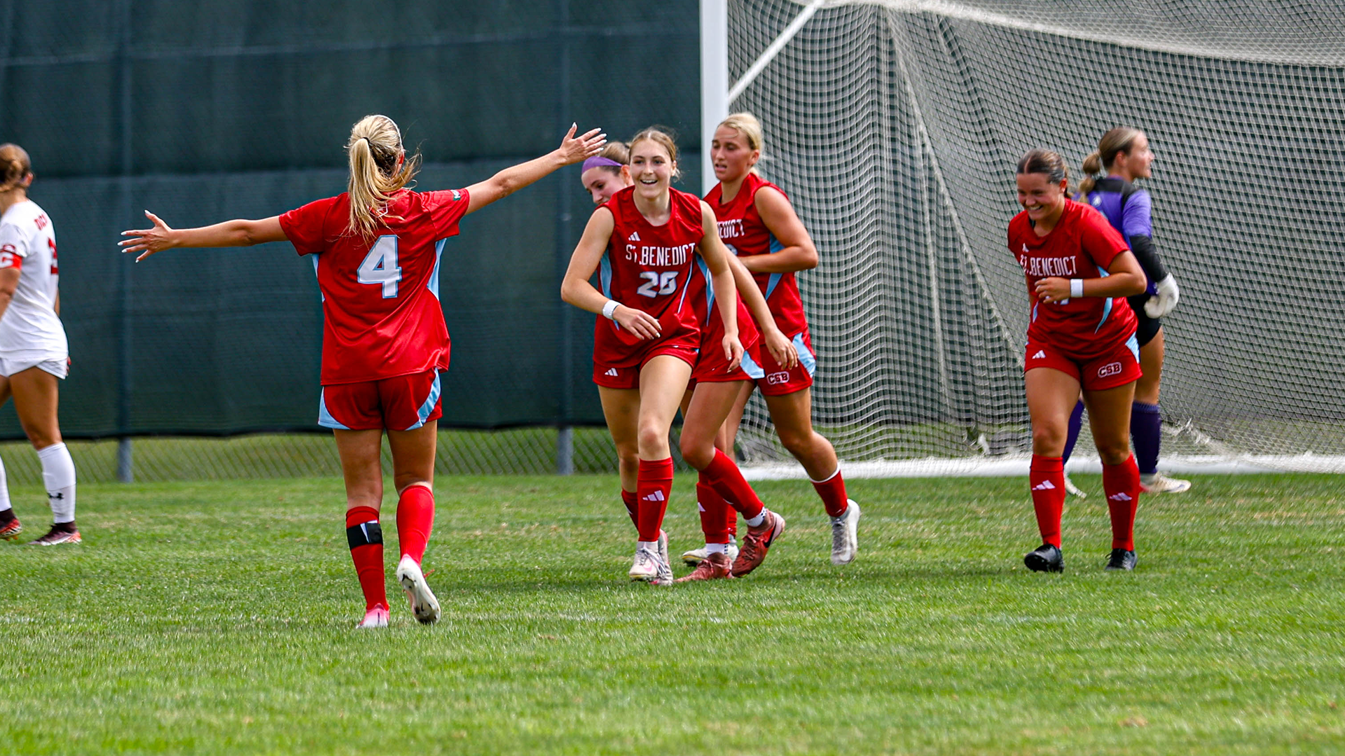Bennies celebrating Eva Gower goal Sept. 6, 2026