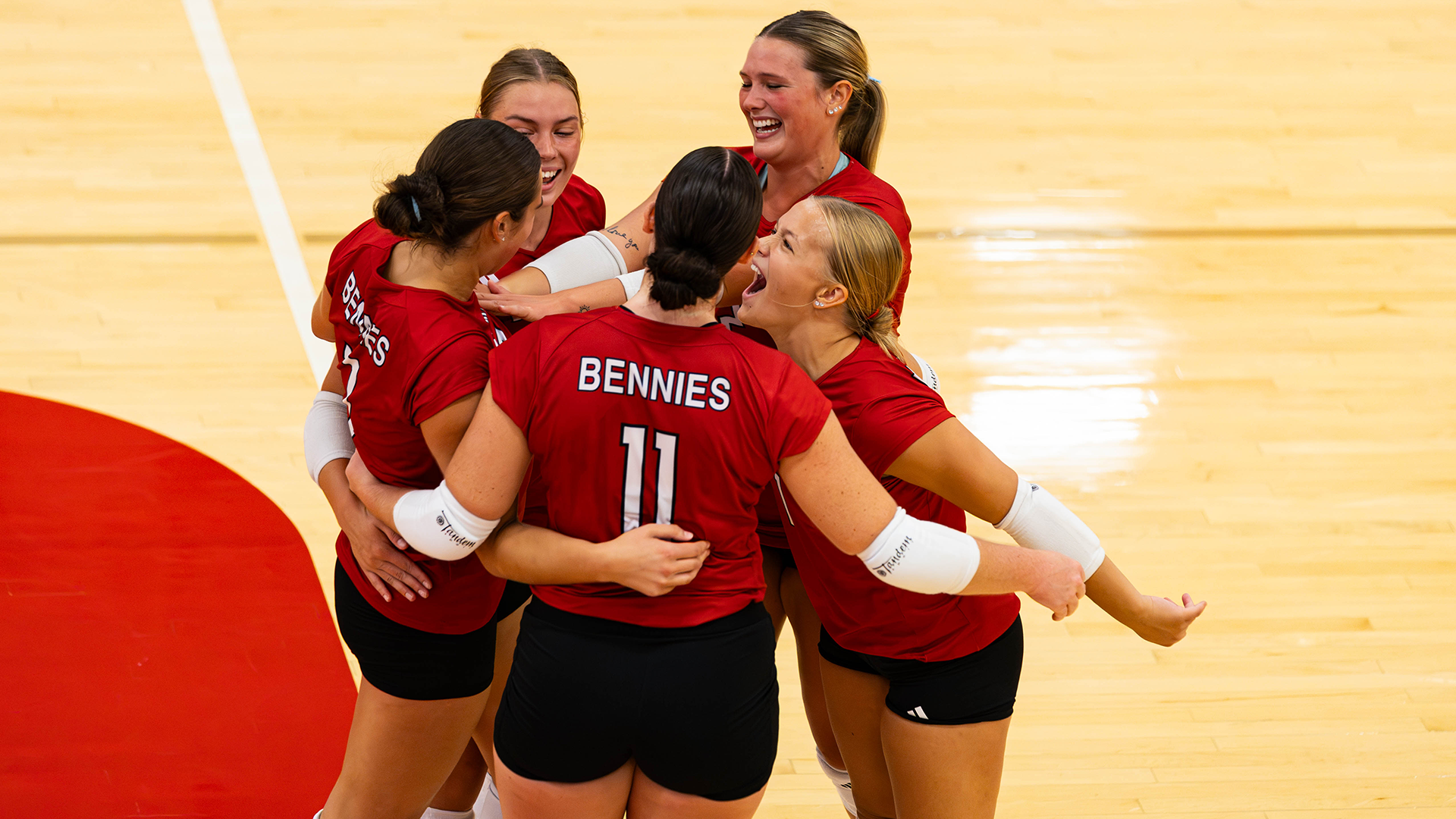 Volleyball celebrating a point against Central Sept. 5, 2026