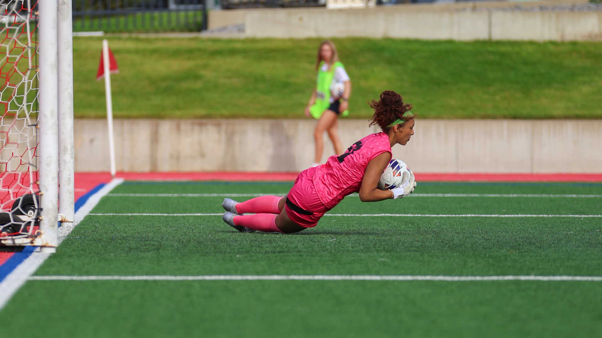 Rhianna Anya making a save against UW-Eau Claire Sept. 1, 2026