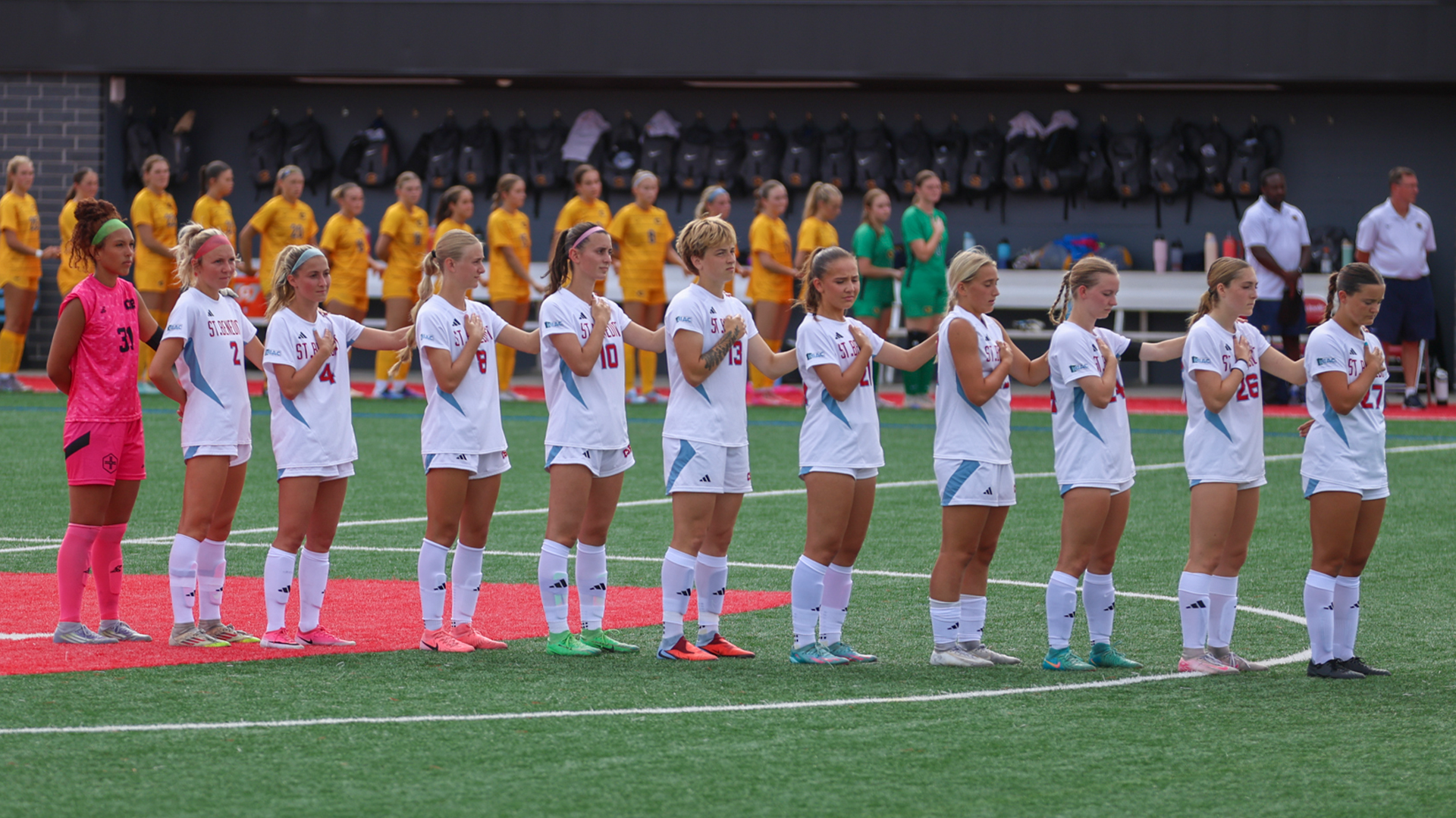 Soccer starting lineups prior to Sept. 1 vs. UW-Eau Claire game
