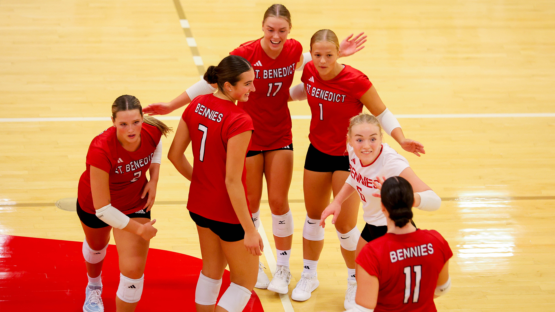 Volleyball celebrating a point in the win against Cornell Sept. 5, 2026