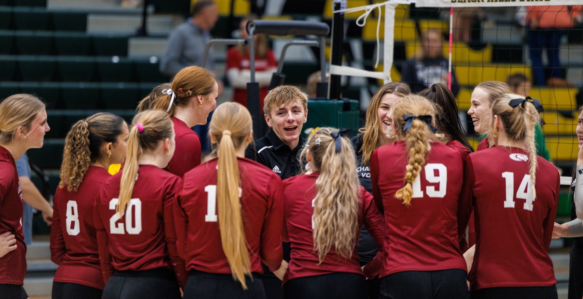 Cort Rummel in the huddle vs. BHSU