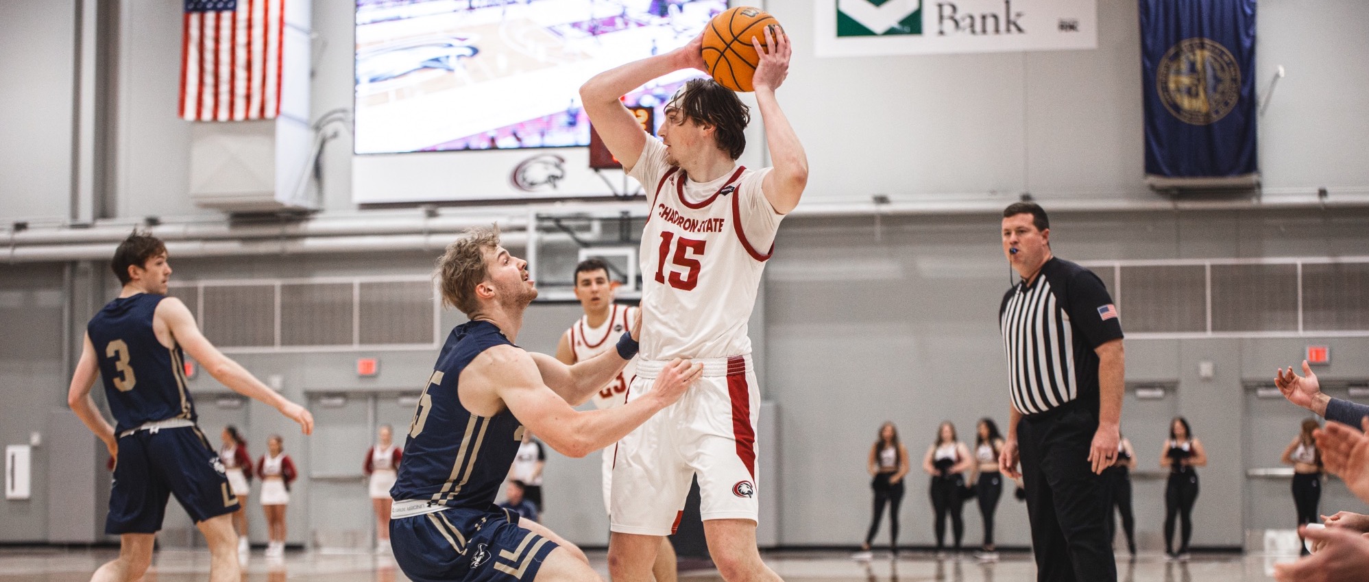 Collin Nick holding ball vs. South Dakota Mines