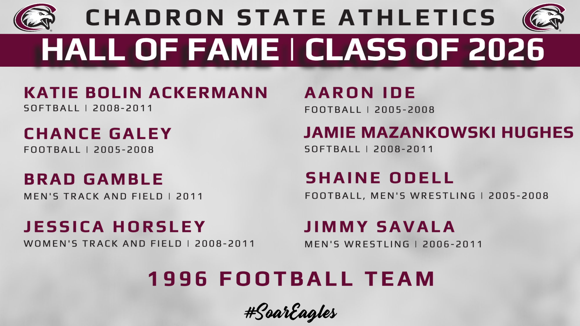 Chadron State Athletics Hall of Fame Class of 2026