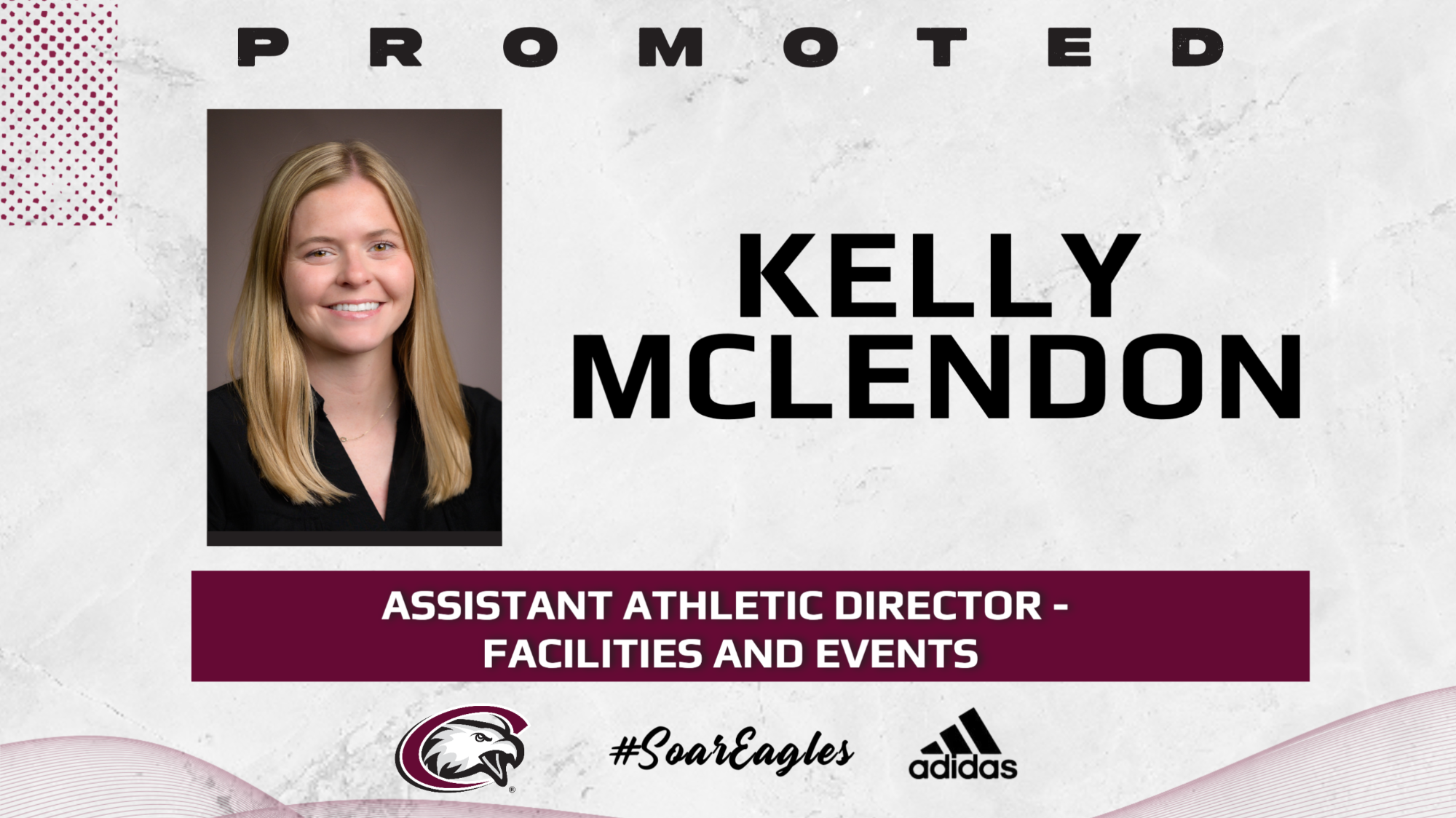 Kelly McLendon Headshot/Promotion Graphic