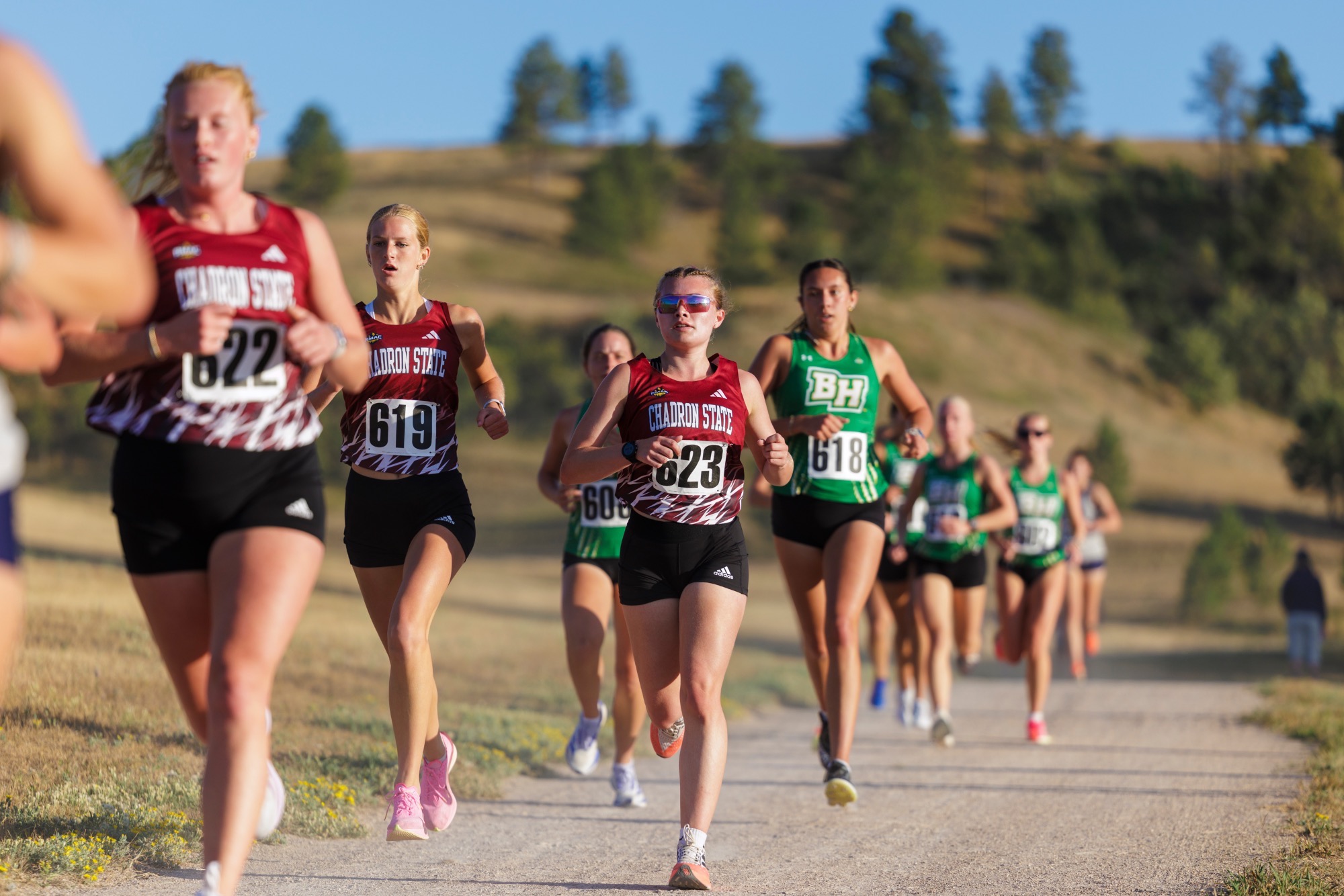 Chadron State women's xc runners at Gage McSpadden