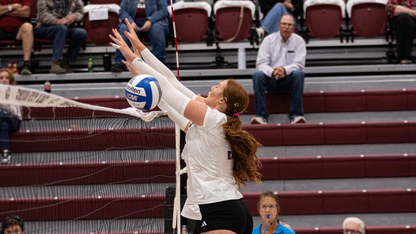 Sarah Meservey blocks an attempt vs. SDM