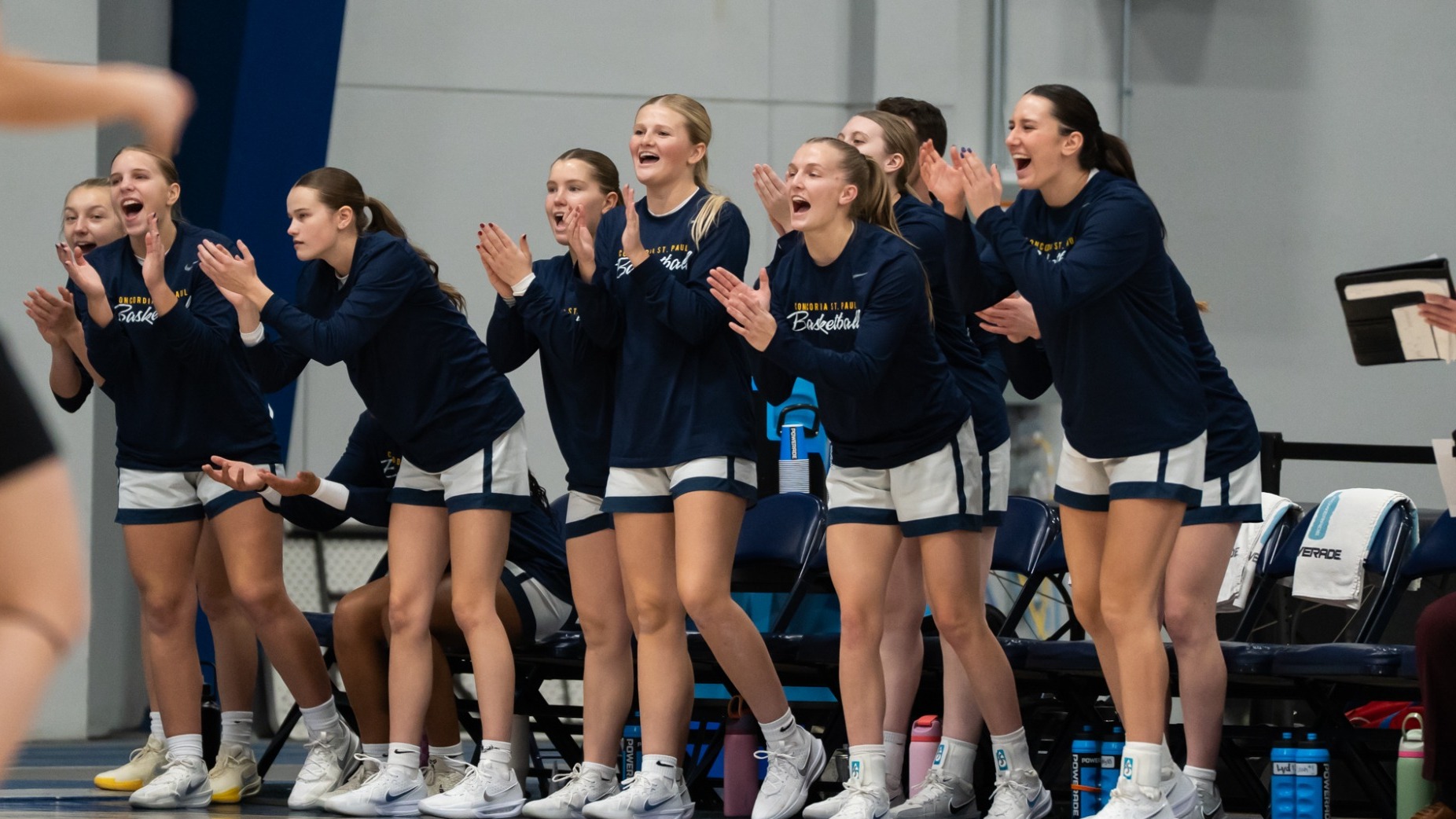 2025-26 women's basketball bench photo v. MTU