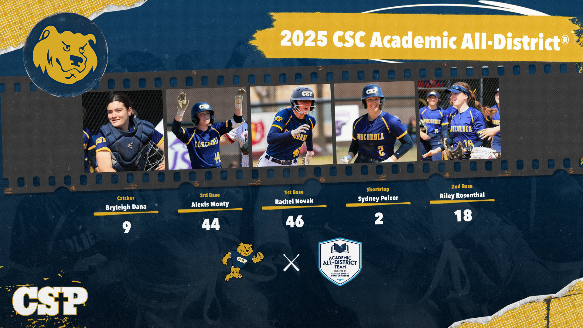 Softball 2025 CSC Academic All-District Graphic