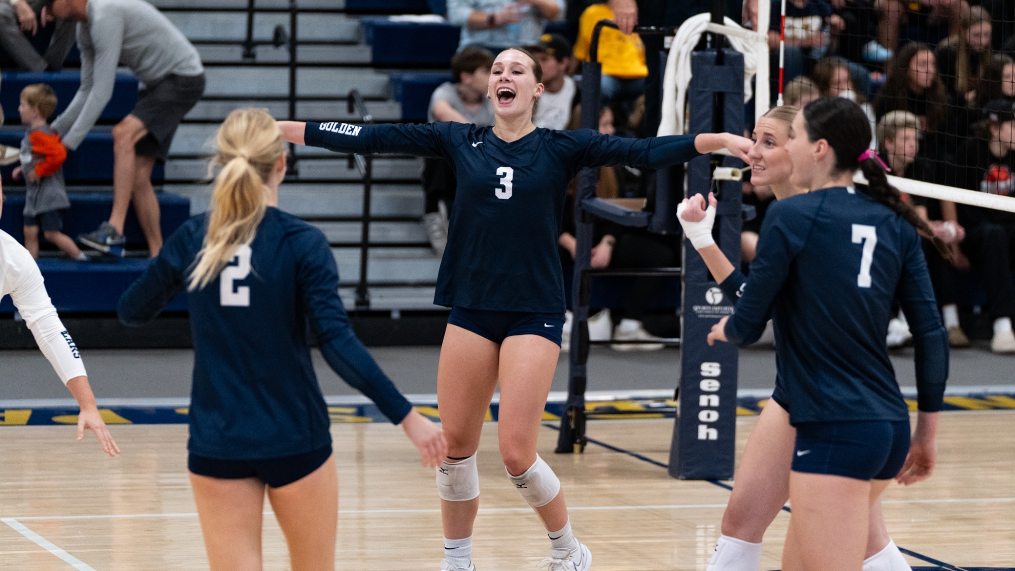 Makenna Nold celebration vs Jamestown 10-24-26