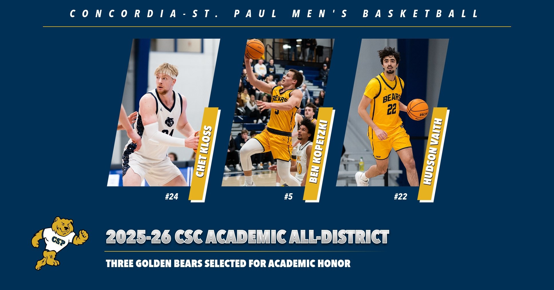 2025-26 CSC Academic All-District MBB Graphic