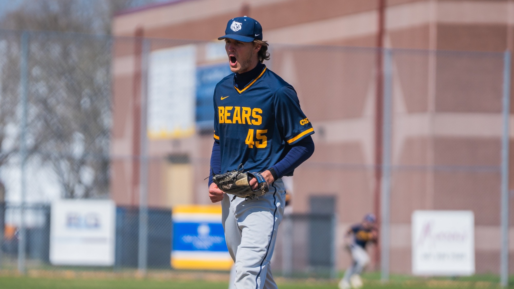 Cooper Mollet celebrates a strikeout against Northern State 2026