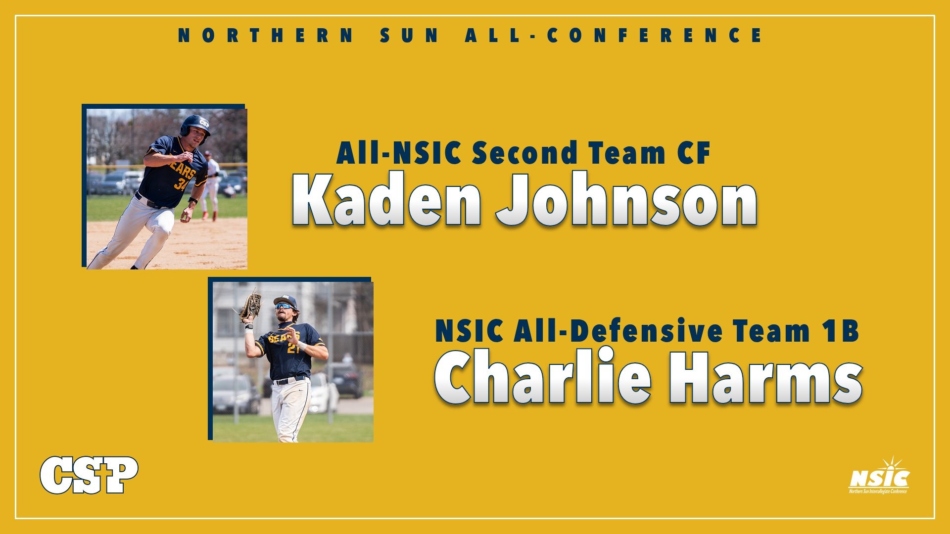 2026 All-NSIC Baseball Team Kaden Johnson and Charlie Harms