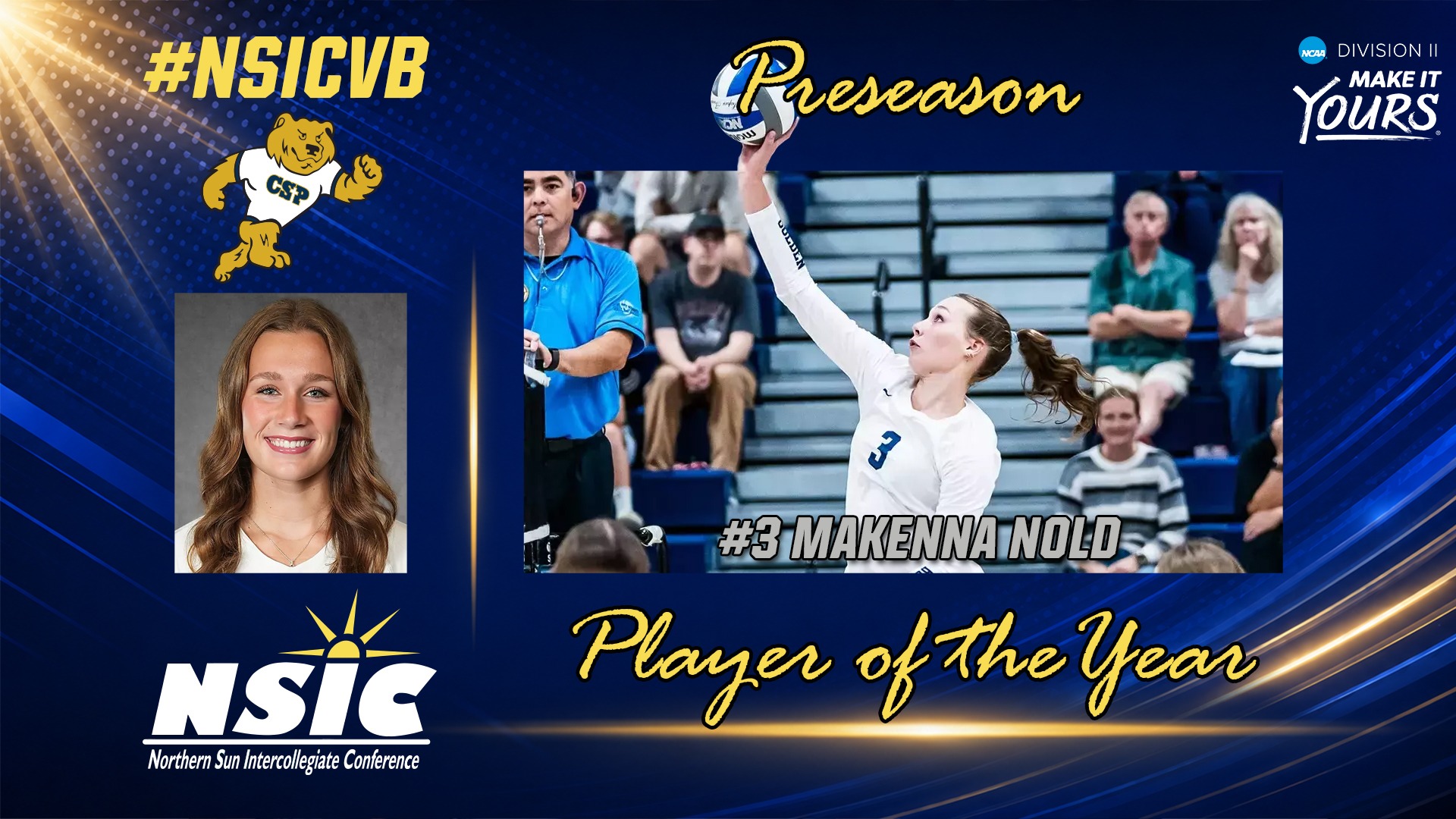 Makenna Nold 2026 NSIC Preseason Player of the Year graphic