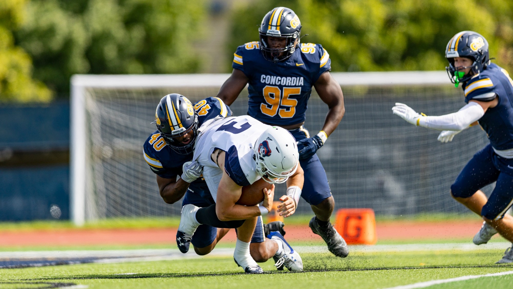 SAINT PAUL, MINNESOTA - SEPTEMBER 12: Football game between Concordia University, Saint Paul Bears and University of Mary in Bismarck, ND at Sea Foam Stadium on September 12, 2026 in Saint Paul, Minnesota.