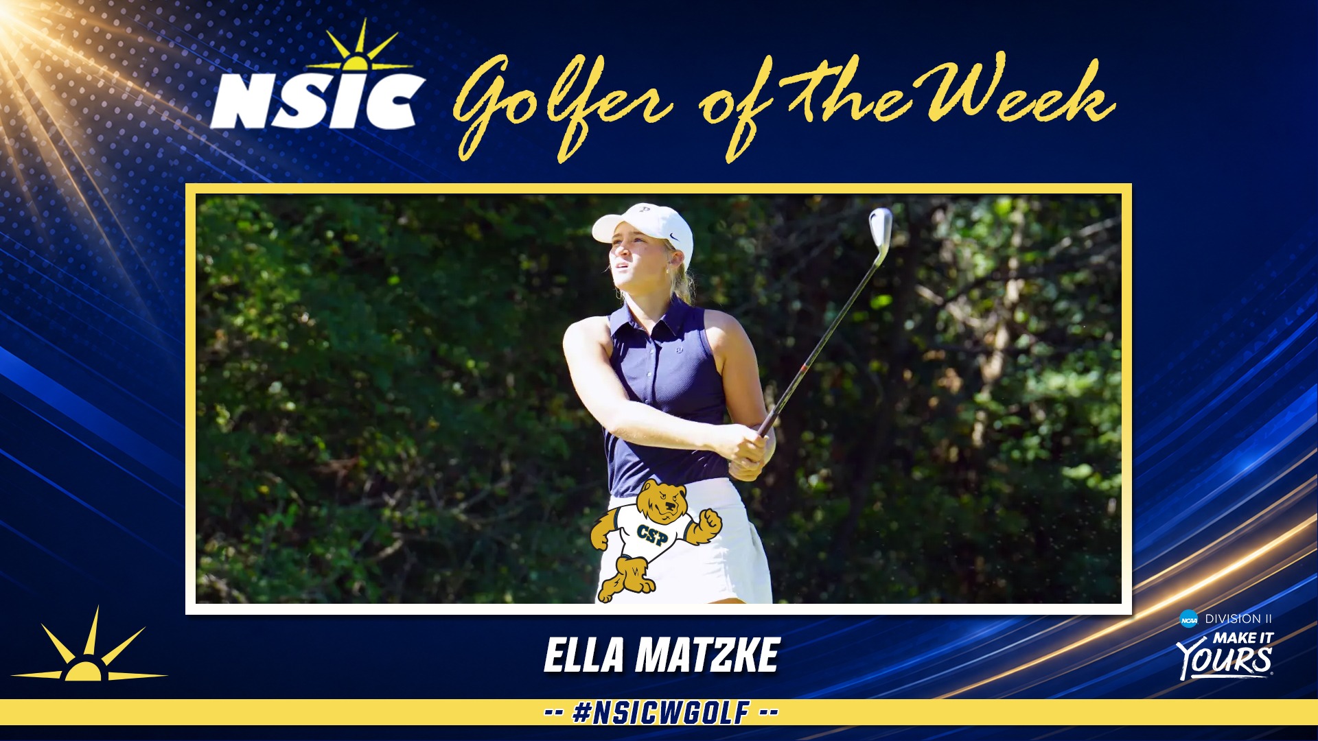 2026 women's golf NSIC AOTW Ella Matzke Week2 