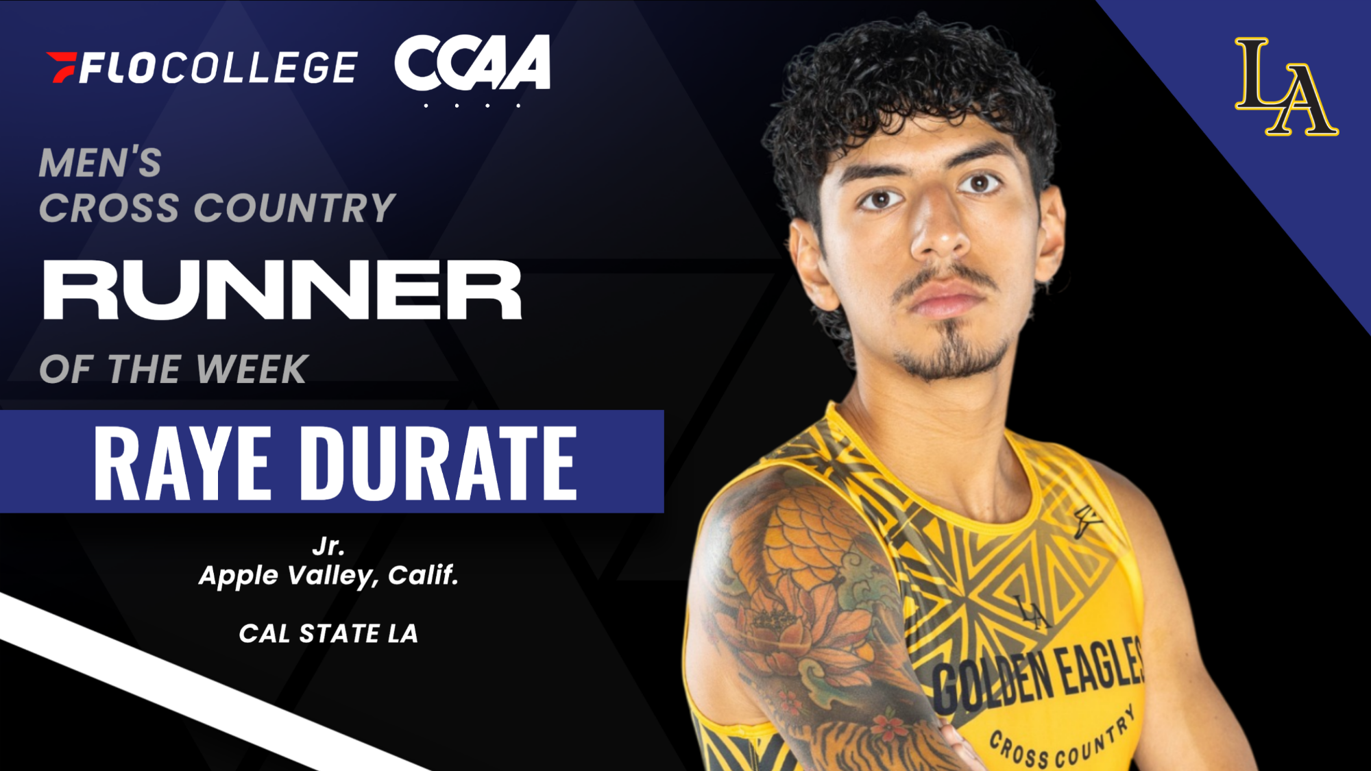 raye duarte ccaa runner of the week graphic