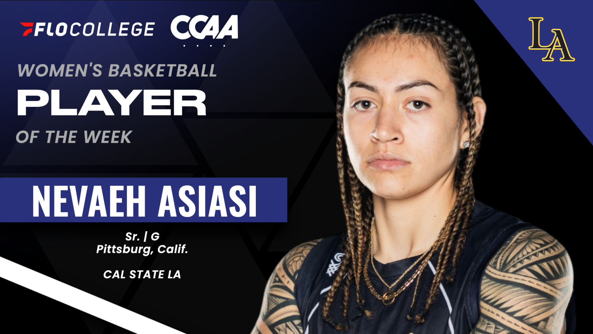 nevaeh asiasi ccaa player of the week graphic