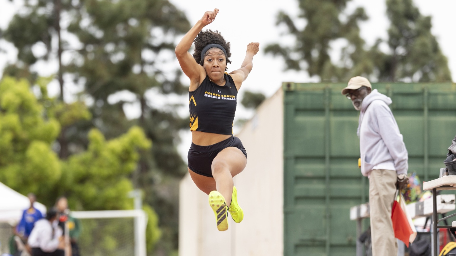 cecille lightbourn soars through the air