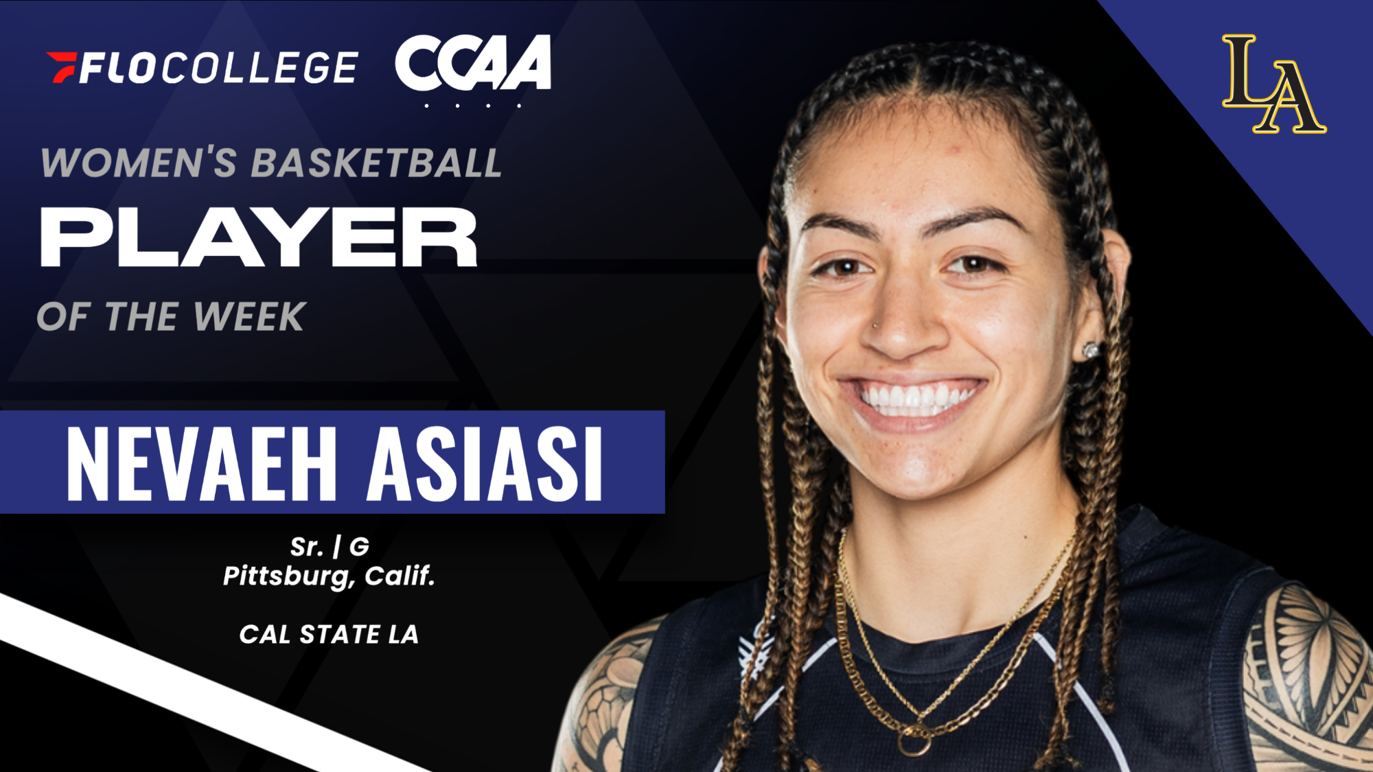 nevaeh asiasi ccaa player of the week graphic