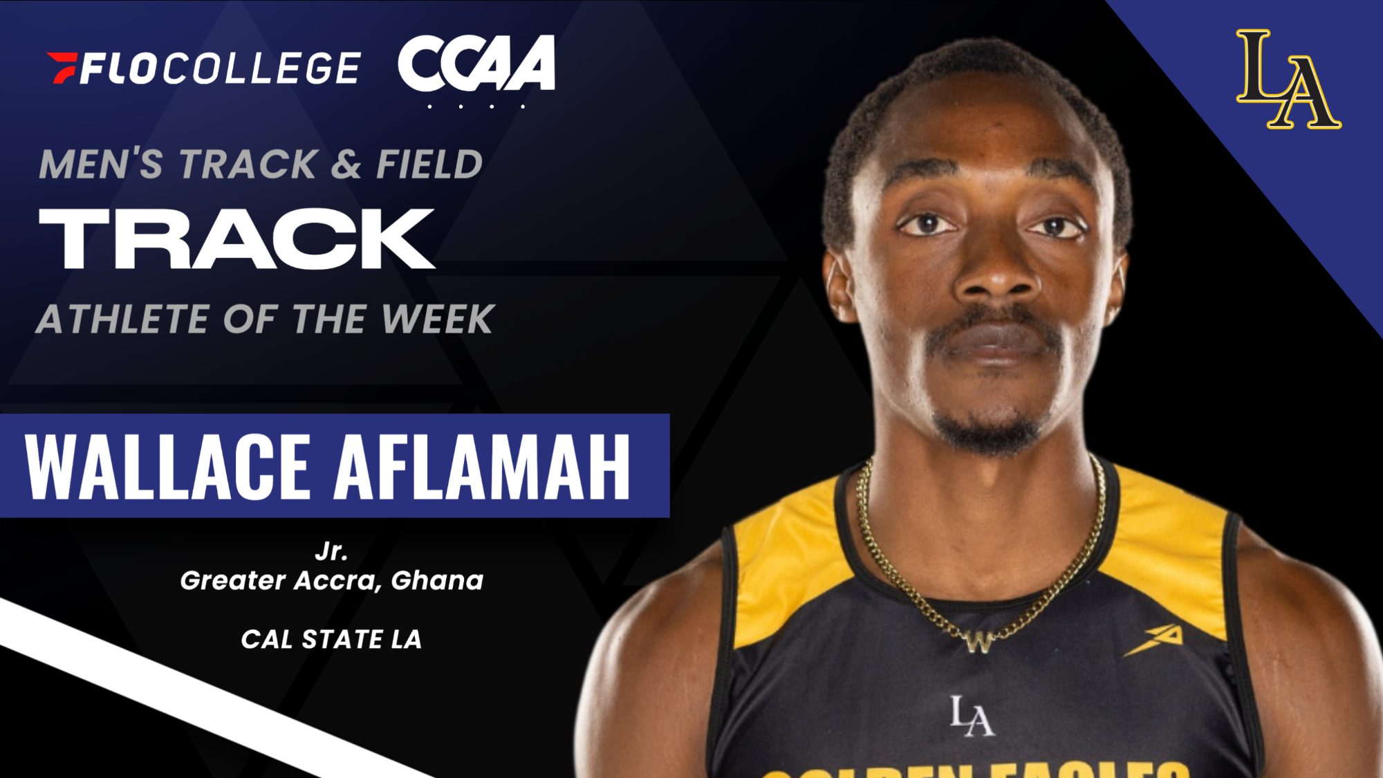 wallace aflamah named ccaa track athlete of the week graphic