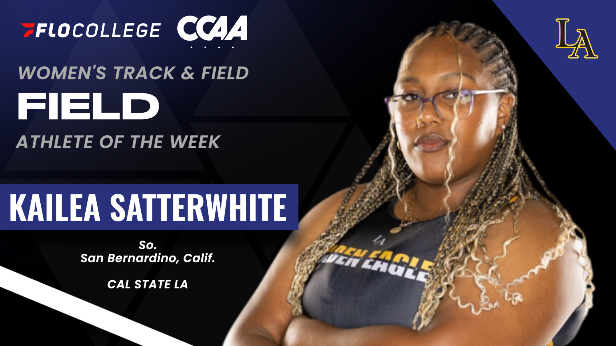 kailea satterwhite ccaa field athlete of the week graphic