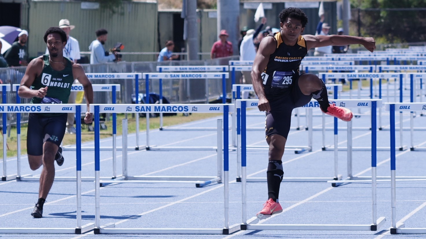 tony espinosa competes in the 110 hurdles