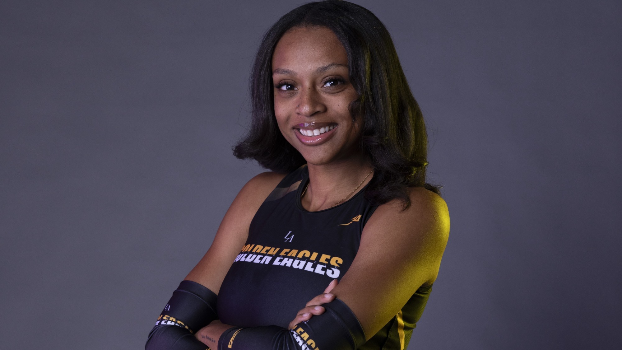 summer stevenson, national champion, poses on media day