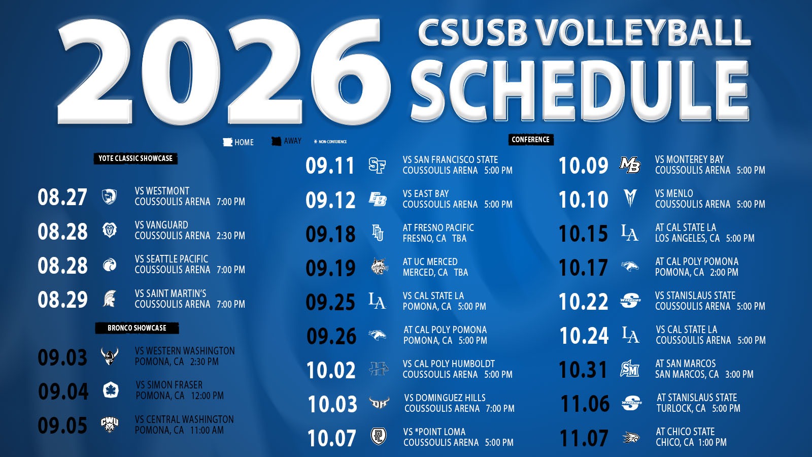 WVB Schedule Release 2026