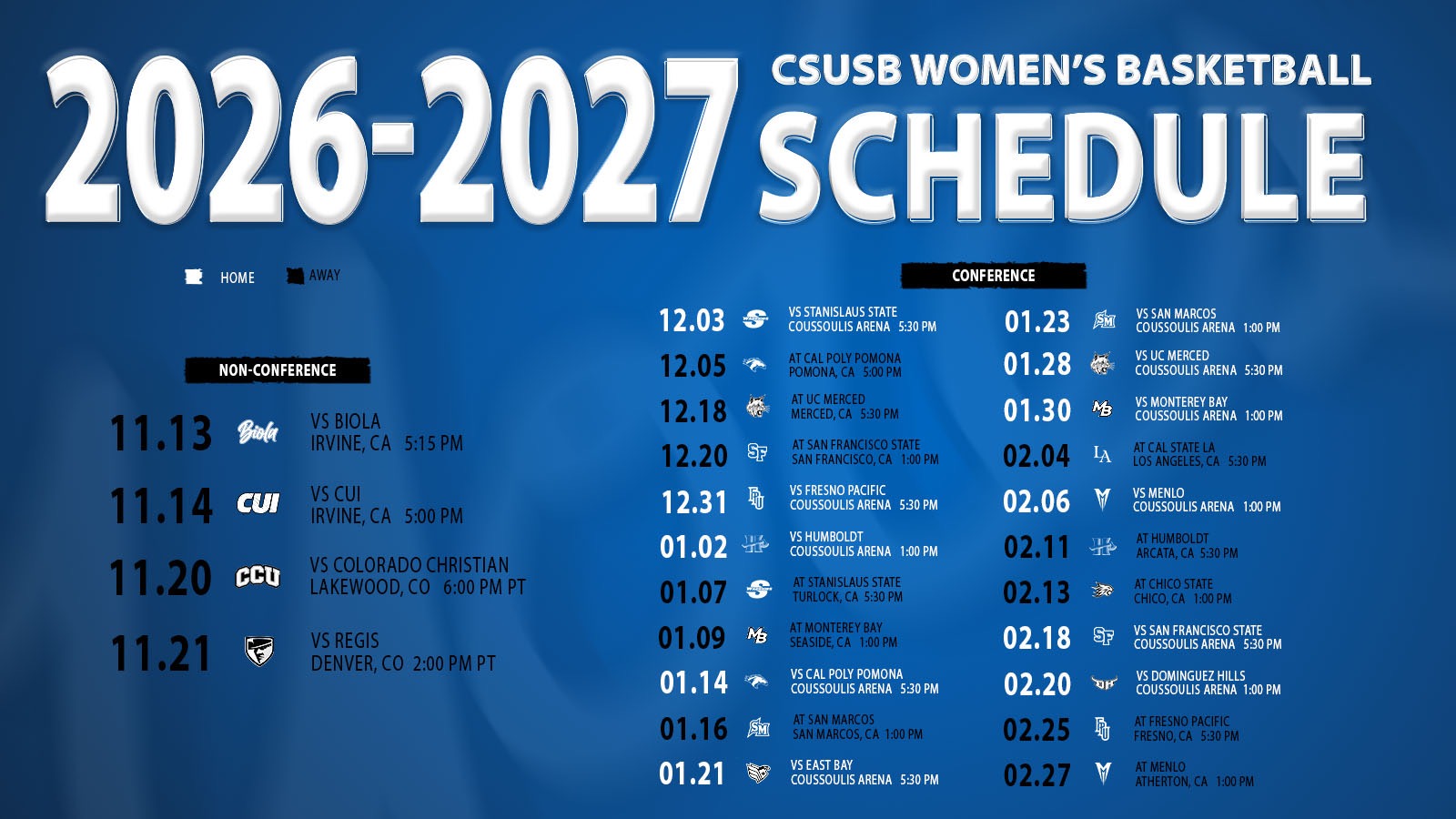 WBB Schedule Release 2026-27