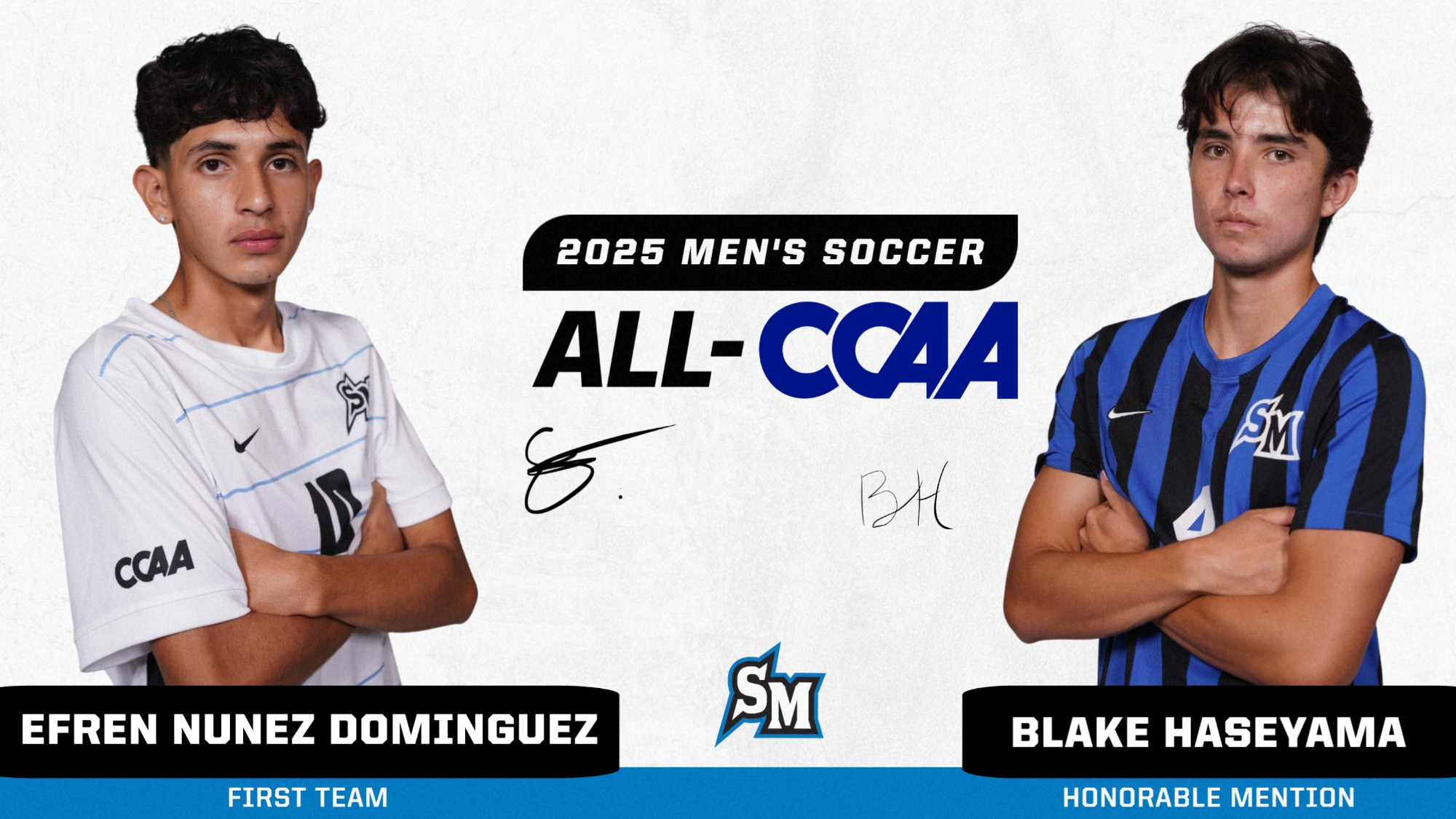 2025 Men's Soccer All-CCAA - Efren Nunez Dominguez first team, Blake Haseyama second team