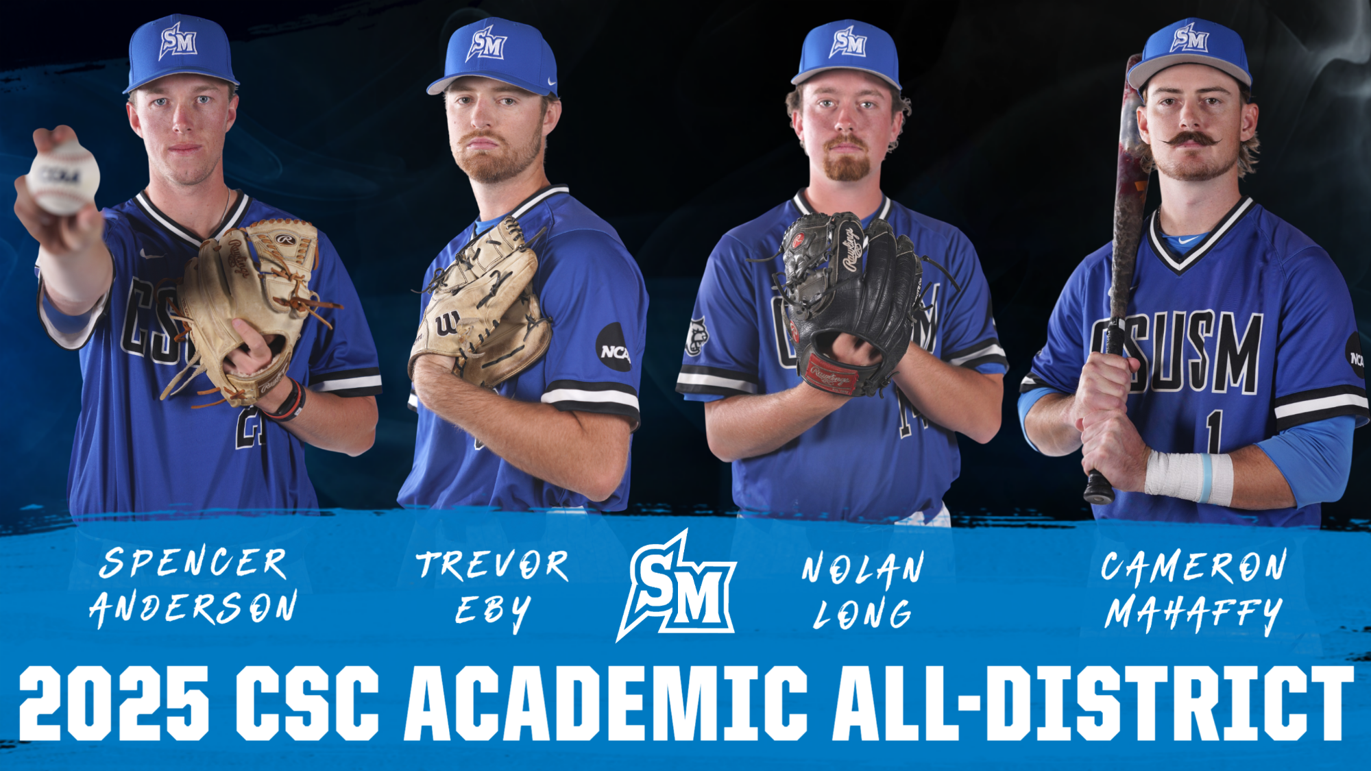 2025 CSC Baseball Academic All-District - Spencer Anderson, Trevor Eby, Nolan Long, Cameron Mahaffy