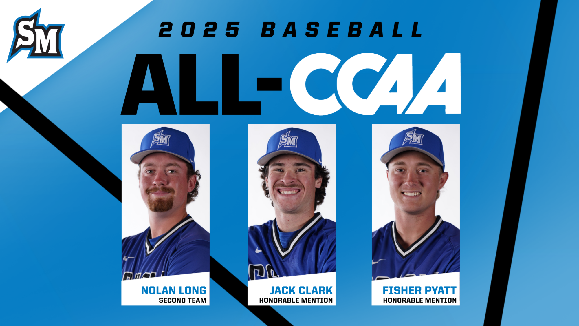 2025 Baseball All-CCAA - Nolan Long (Second Team), Jack Clark (Honorable Mention), Fisher Pyatt (Honorable Mention)