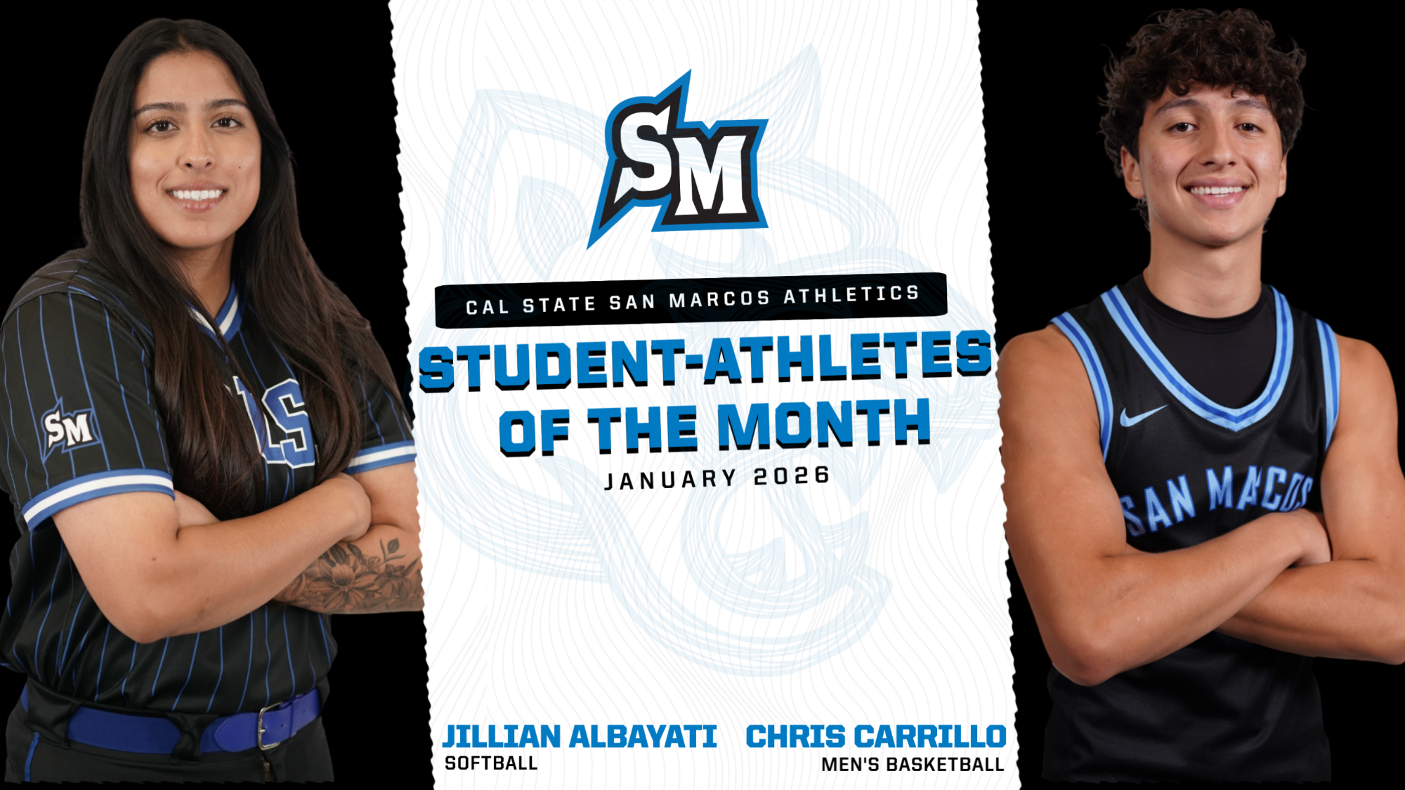 Jillian Albayayi & Chris Carrillo - January 2026 CSUSM Student-Athletes of the Month