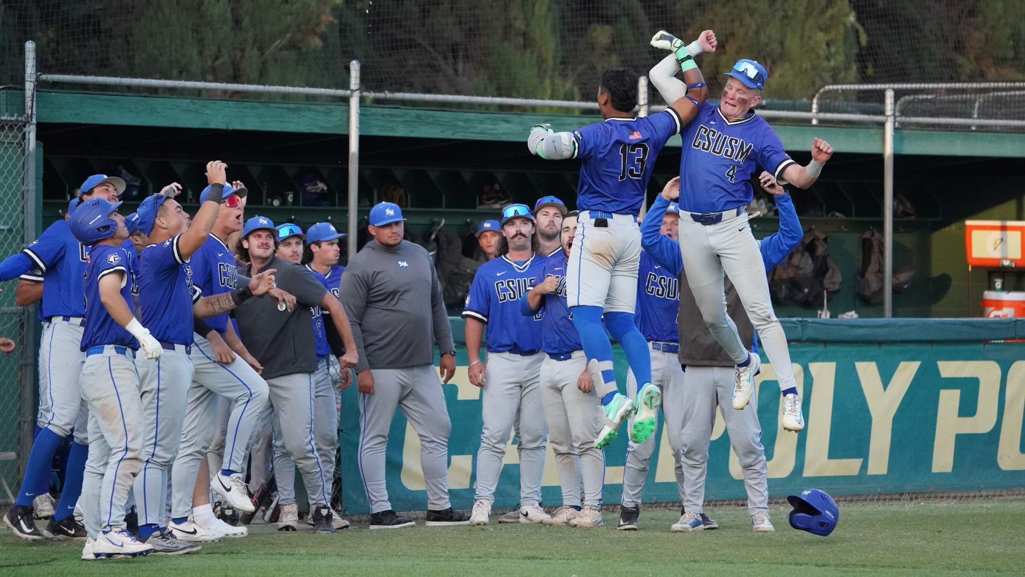 Zech Samayoa Celebrating After Breaking CSUSM's Single-Season Home Run Record