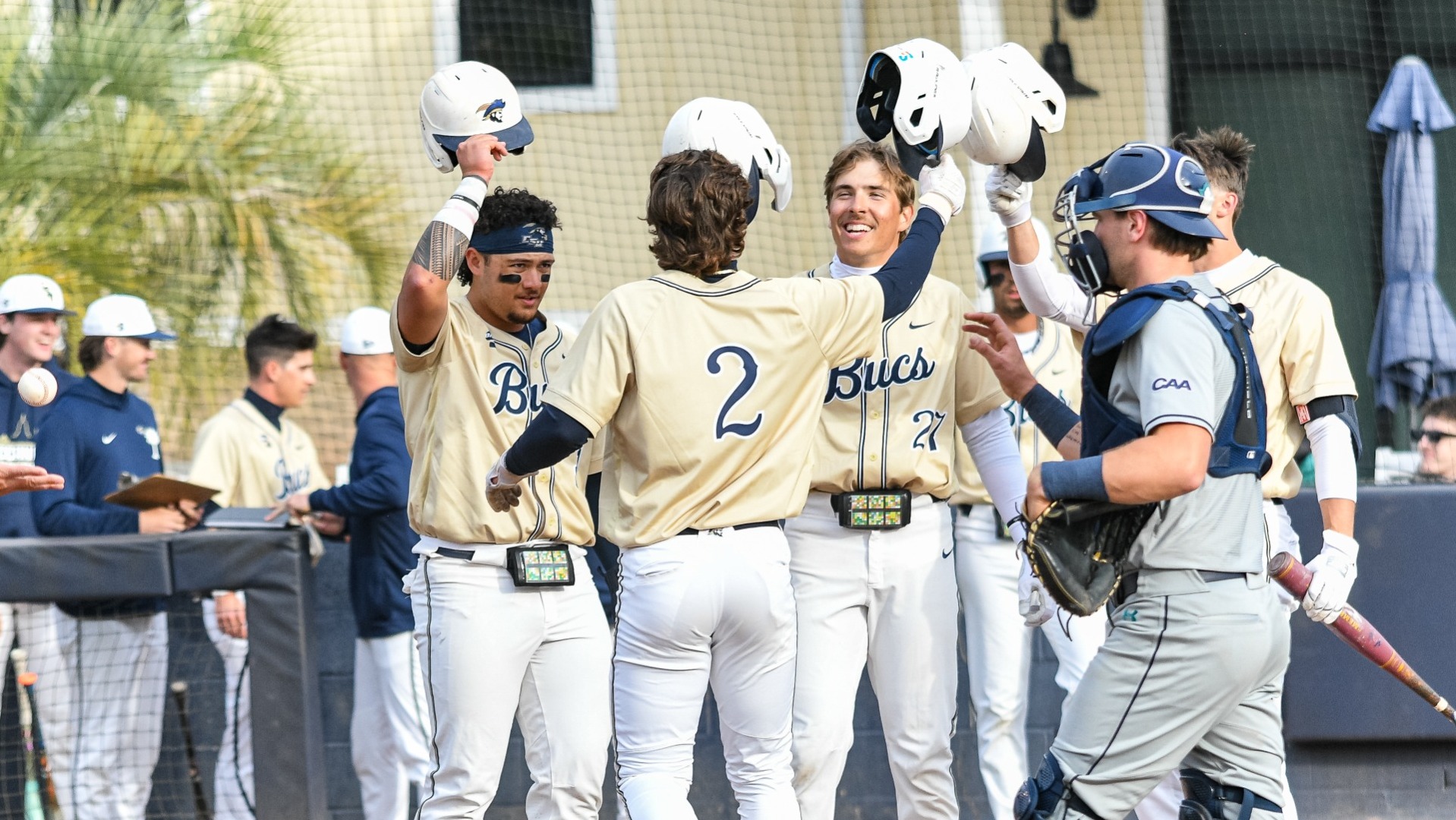 Charleston, S.C. — Charleston Southern infielder/outfielder Alex Marot (2) celebrates the play in Division 1 men’s baseball action between Charleston Southern University and University of North Carolina Wilmington on February 25, 2026, at Charleston Singleton Baseball Complex.(Mandatory Credit: Arthur Ellis Photography)