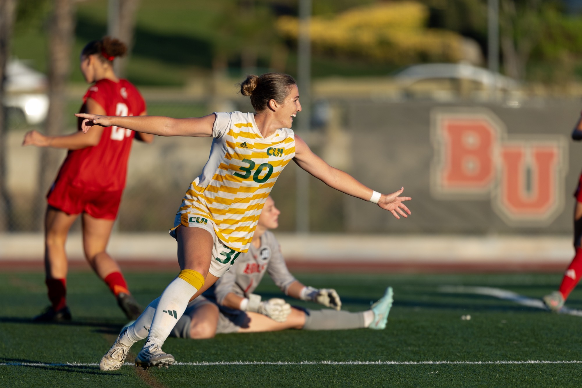 Bella Barrett soaring after goal vs Biola 2025