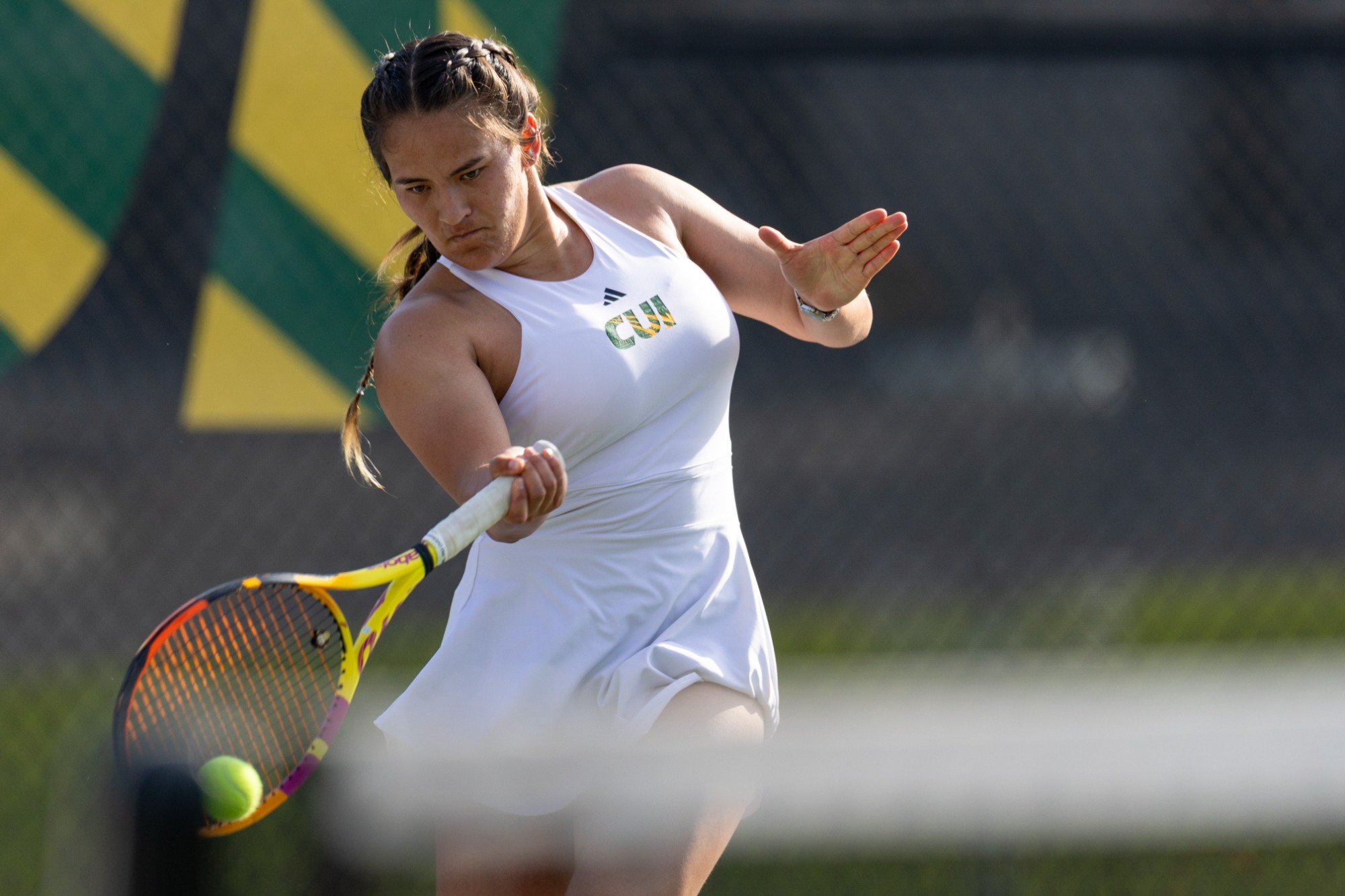 Bryn Johnson slice shot and very focused