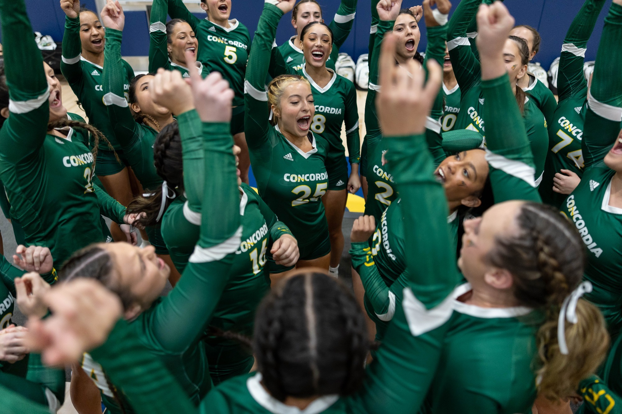 Stunt cheering after the match