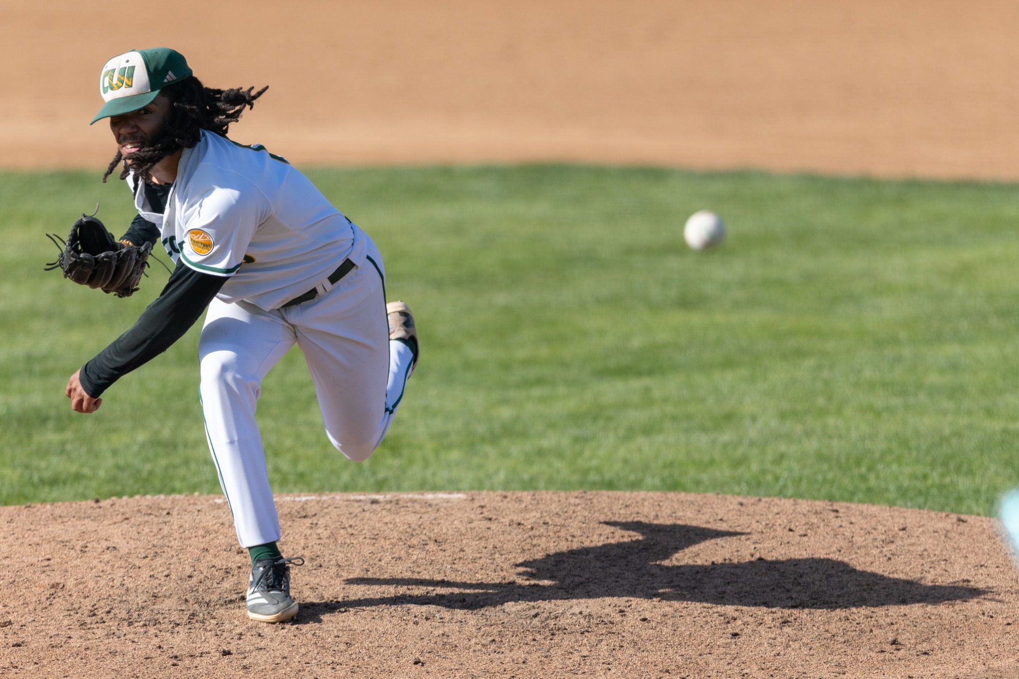 Kaj James throwing the heat white uniform 2025